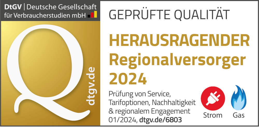 Auszeichnung als Herausragender Regionalversorger 2024 vom DtGV